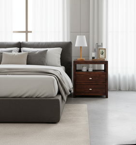 Mesa de Noche Moderna para Dormitorio, Estilo Tronco de Madera, Color Café, para Dormitorio y Sala de Estar, por P.D.T - Product Image 1