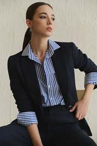 Women's Solid Silk Notched Collar <b>Blazer</b> Suit <b>Set</b> One <b>Set</b> Summer Breathable Regular Fit Office Business Wear - Product Image 1