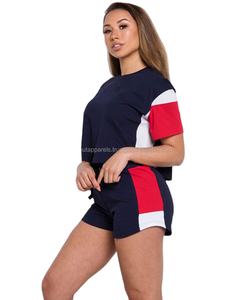 Nueva gran oferta, pantalones cortos de gimnasio de compresión para mujer con bolsillo ajustado personalizado, superventas, pantalones cortos transpirables para correr con bloque de Color azul marino elegante - Product Image 1