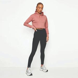 Custom logo Cropped <b>Hoodie</b> Women Clothing Street Wear Crop Top Custom Print Logo 300 GSM 100% Cotton <b>Fleece</b> <b>Hoodies</b> for Women's - Product Image 3