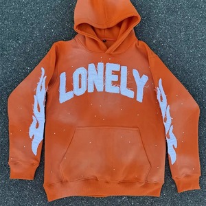 Sweat à capuche surdimensionné personnalisé effet délavé, en coton épais de qualité supérieure, avec broderie appliquée, lavage vintage, style streetwear, fourniture OEM ODM en gros - Product Image 2