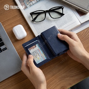 Tilonstar TVC124ที่ใส่บัตรเครดิตสำหรับผู้ชายกระเป๋าสตางค์หนังอลูมิเนียม RFID แบบพับได้ - Product Image 5