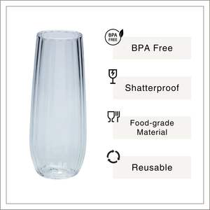 [Holar] Copas de Champán de Plástico de 8oz, Diseño Moderno Acanalado, Irrompibles, Hechas en Taiwán, para Fiestas al Aire Libre y Junto a la Piscina - Product Image 2