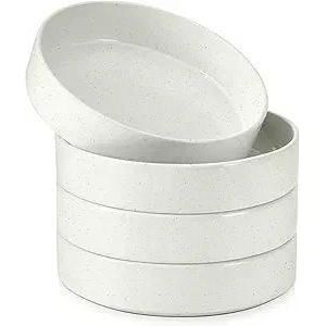 Ensemble de 4 bols à pâtes en céramique de 35 oz, grands plats peu profonds en grès pour servir des soupes ou des dîners, compatibles micro-ondes - Product Image 1