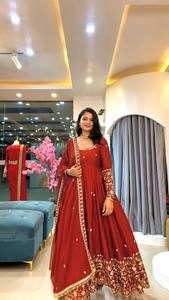 Conjunto de Salwar Kameez Anarkali para Mujer, Bordado, con Dupatta Larga, Traje Tradicional Indio Pakistaní para Bodas y Fiestas - Product Image 3