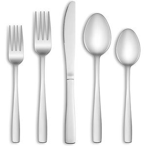 Ensemble de couverts en métal élégant, cuillère, fourchette, couteau en acier inoxydable de qualité supérieure, collection de vaisselle de table pour la cuisine - Product Image 2