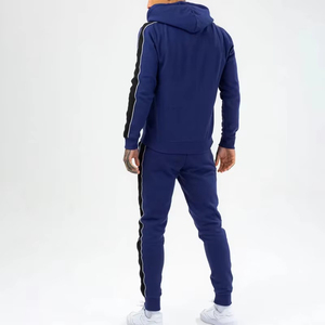 Survêtement pour homme bleu royal avec bandes latérales blanches et noires, design simple, polyester/coton, hiver, décontracté, séchage rapide et coupe-vent - Product Image 3