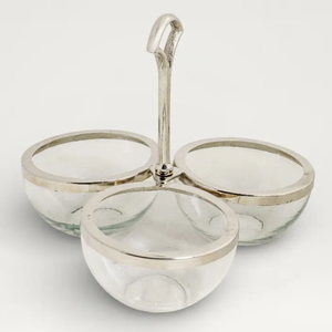 Juego de Tazones de Vidrio de 3 Niveles, Ecológicos, Clásicos y Pulidos, con Soporte y Tazones Decorativos para Condimentos, para Mesa de Fiesta - Product Image 1
