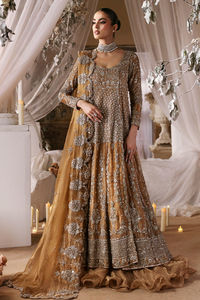 Robe de mariée dorée grande taille pour mère de la mariée, avec dentelle et perles, longueur ras du sol, style ethnique pakistanais Lehenga, sur mesure OEM - Product Image 6