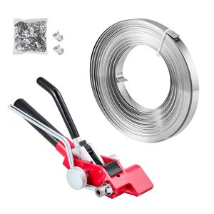 Kit di Imballaggio per Pallet Resistente con Cinghie in Acciaio da 30 Metri, Strumento Manuale per Imballaggio con 100 Fermagli Metallici e Cinghie di Fissaggio - Product Image 1