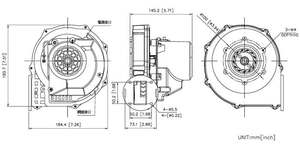 Ventilateur de chaudière à gaz SYMBANG EGB185145-EP 230V à moteur sans balais, pales en plastique 185x145mm, personnalisable OEM pour chaudières à condensation - Product Image 3