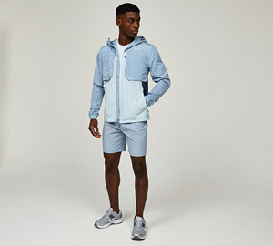 Men's Hooded Windbreaker Jacket Solid Color Zipper Closure Lightweight Polyester Spring Outdoor Wear Sporty Style - Product Image 1