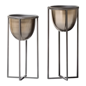Support de plante en métal doré de luxe, trépied cylindrique, pot de fleurs sur pied, porte-plante haut pour salon moderne, balcon - Product Image 4