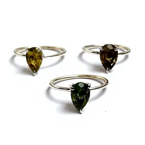 Bague en argent Sterling 925 Tourmaline verte à facettes, bijoux en pierre de Tourmaline de pastèque délicate - Product Image 3