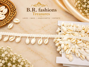 B.R. Fashions Treasures Bordure en dentelle française 3D avec coquillages cauris et perles, 1 pouce, lavable, style côtier, fait main pour textiles de maison - Product Image 4