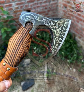 SCL Custom Industrial Grade Tomahawks Bearded Forged Carbon Steel Axe Head 14-Inch Ash Wood Shaft <b>Leather</b> Sheath Camping Steel - Product Image 2