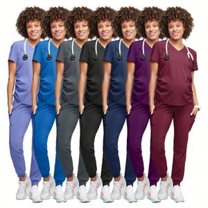 Conjuntos de Uniformes Médicos de Maternidad Elásticos y Cómodos - Blusa y Pantalón para Doctoras y Enfermeras - Product Image 2