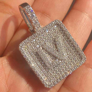 Collier Pendentif Lettre Initiale en Diamant de Laboratoire, Breloque Alphabet Sertie de Diamants, Bijou Unisexe de Luxe Hip Hop, Accessoire Cadeau - Product Image 6