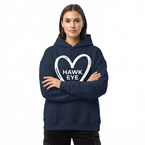 Sudadera con capucha de algodón extragrande personalizada con logotipo personalizado, estilo streetwear con hombros caídos para mujer - Product Image 2