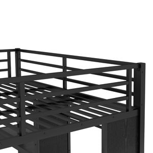 Letto a Castello in Metallo King-Size con Armadio Integrato e Scrivania Pieghevole, Finitura Nera - per Letti Twin XL - Product Image 6