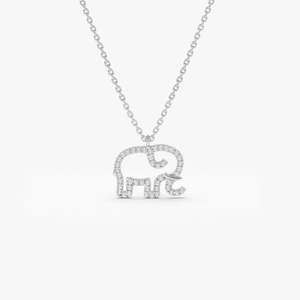 Collar Clásico de Plata de Ley 925 con Luna Creciente y Moissanita de 14K, Ideal para Fiestas, Collar con Dije de Elefante en Oro de 14K - Product Image 3