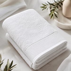 Serviettes de bain en coton pur 550 GSM, blanches, douces, de qualité hôtelière, très absorbantes, pour l'hôtellerie et la maison, vente en gros - Product Image 4