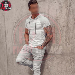 Sudaderas con Capucha de Manga Corta para Hombre, Color Blanco, con Logotipo Bordado Personalizado, Fabricante con Precios al por Mayor - Product Image 6