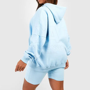 Ensemble décontracté moderne en toile de coton lavée pour femme, sweat à capuche et short assortis, idéal pour les vacances, les voyages et l'usage quotidien - Product Image 3