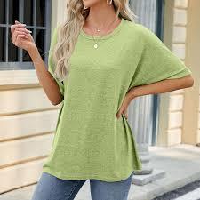 STELLAR Loose Fit Casual Three Quarter Sleeve O-Neck <b>Plain</b> Breathable Eco-Friendly Polyester Winter Women T-Shirt Top - Product Image 3