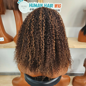 Perruques bouclées birmanes sans colle en cheveux humains, pré-épilées, pré-coupées, densité 250%, avec cordon de serrage, pour femmes noires, couleur naturelle, 24 pouces - Product Image 3