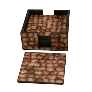 Ensemble de sous-verres de luxe en nacre naturelle, mosaïque de coquillages Capiz irisés, résistants à la chaleur, ronds, pour boissons - Product Image 3