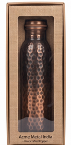 Botella de agua de cobre martillado en negro y cobre con tapa de rosca, aislamiento térmico reutilizable, diseño vintage para viajes y senderismo - Product Image 6