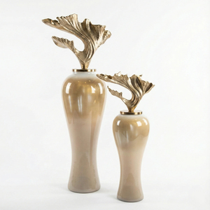 DAANI INTERNATIONAL Hand Painted Floral Floor <b>Vase</b> <b>Set</b> Tall Colorful Decorative Pots Home Living Room Interior Styling <b>Vase</b> - Product Image 5