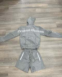 Ensemble d'été en nylon coupe-vent : veste zippée à manches longues et short – Fabricants de vêtements personnalisés - Product Image 2