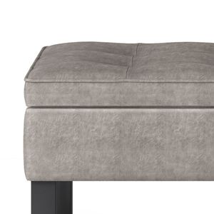 Cosmopolitan Distressed Grey Taupe Open Bottom <b>Storage</b> Ottoman Bench <b>Stools</b> & Ottomans Product Category - Product Image 2