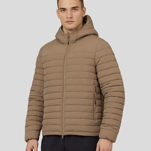 <b>Men's</b> Hooded Puffer <b>Jacket</b> Solid Color <b>Winter</b> Windproof Casual Zipper Closure Polyester Wadding Coat - Product Image 6