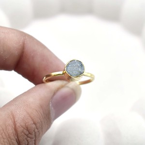 Raw Aquamarine Adjustable <b>Ring</b> <b>Gold</b> Plated Collet <b>Set</b> Natural Gemstone Handmade March Birthstone Statement <b>Ring</b> Gift for Women - Product Image 2