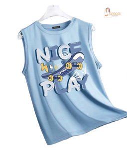 Débardeur décontracté sans manches pour tout-petits, couleur unie, 100 % coton, séchage rapide, écologique, anti-boulochage - Product Image 1