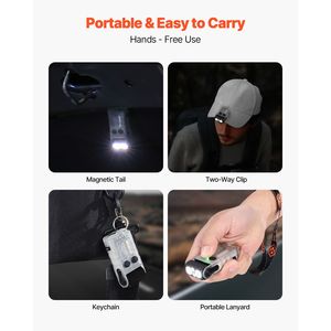 Mini Torcia LED Portachiavi con 13 Modalità di Illuminazione, Ricaricabile, Portatile, con Clip da Tasca e Magnete, Disponibile in Nero e Rosa - Product Image 5