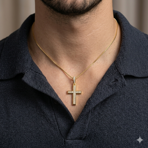 10K <b>Solid</b> <b>Gold</b> Minimalist Iced Catholic Cross Jesus <b>Pendant</b> Necklace Charms Custom Lab Grown Diamond Christian Children's Gifts - Product Image 2