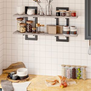 Set di Mensole Galleggianti a 2 Livelli da 15 Pollici per Bagno e Soggiorno, Montaggio a Parete - Product Image 3