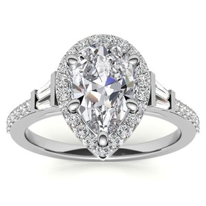 Pear Cut <b>Solitaire</b> Moissanite <b>Ring</b> 925 Sterling <b>Silver</b> Engagement <b>Ring</b> Bridal Promise Wedding Party Jewelry - Product Image 1