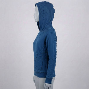 เสื้อฮู้ดผู้หญิงทรงหลวมยี่ห้อ WARPRO INDUSTRY สีน้ำเงินล้วน ผ้าถัก 100% คอตตอน ดีไซน์แบบวินเทจ ลุคสบายๆ สำหรับฤดูใบไม้ร่วง ระบายอากาศได้ดี - Product Image 4