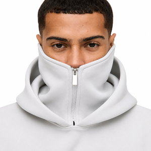 Sweat-shirt à capuche gris pour homme, coupe ample, couleur unie, en molleton, style décontracté, style automne, 100% coton, avec poche - Product Image 3