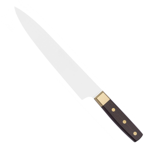 Couteaux de chef avec lame de 250 mm, profil fin et pointu, manche en bois et rivets en laiton pour une découpe précise dans les cuisines domestiques quotidiennes - Product Image 3