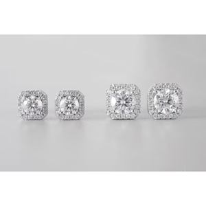 Boucles d'oreilles en moissanite de qualité supérieure, taille ronde, pour femmes, plaquées argent, bijoux fins, disponibles au prix de gros - Product Image 4