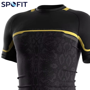 <b>Long</b> Sleeve Shirt And <b>Shorts</b> Fitness Quick-Dry Running Sportswear 2-Piece Printed Spandex/Nylon Rash Guard <b>Shorts</b> Set <b>for</b> <b>Men</b> - Product Image 6