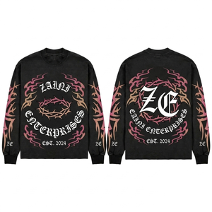 Sudadera de Felpa Premium de 380 GSM para Hombre, en Algodón y Poliéster, Color Negro y Rosa, con Estampado Gráfico, Impresión en Relieve, Impresión Serigráfica, Logotipo Personalizado, OEM, ODM - Product Image 1
