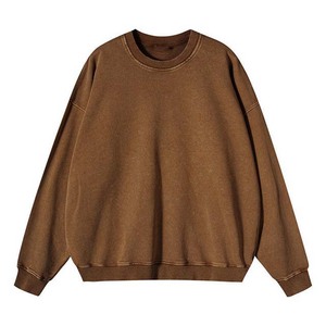 Sweat-shirts oversize pour hommes délavés à l'acide, style streetwear, en molleton uni à col rond, pour commande en gros, pulls décontractés pour l'hiver - Product Image 3