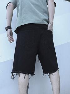 <b>Men's</b> Summer Street Style Ripped Dye Design 100% Cotton Denim <b>Shorts</b> High Stretch <b>Knee</b> <b>Length</b> Comfort Windproof Quick-Dry - Product Image 3